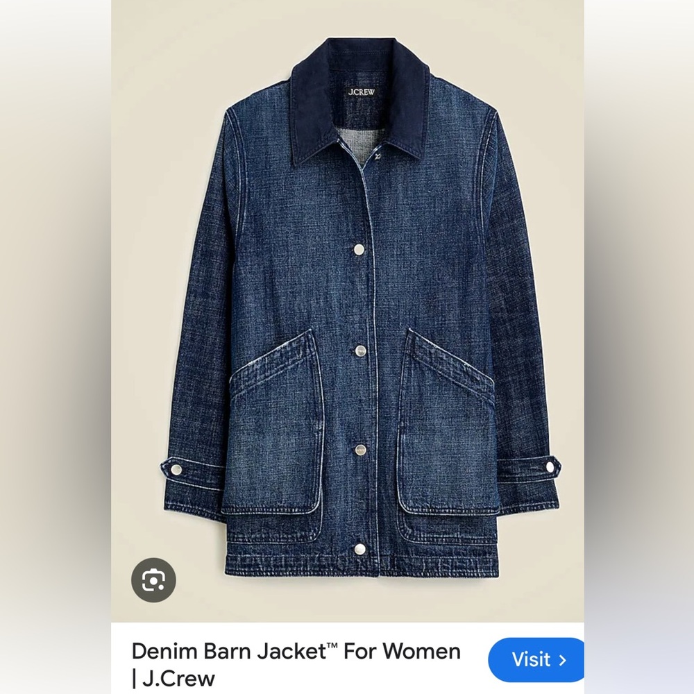 J. Crew Dark Blue Jean Jacket with Contrast Stitching